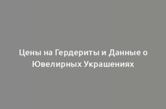 Цены на Гердериты и Данные о Ювелирных Украшениях